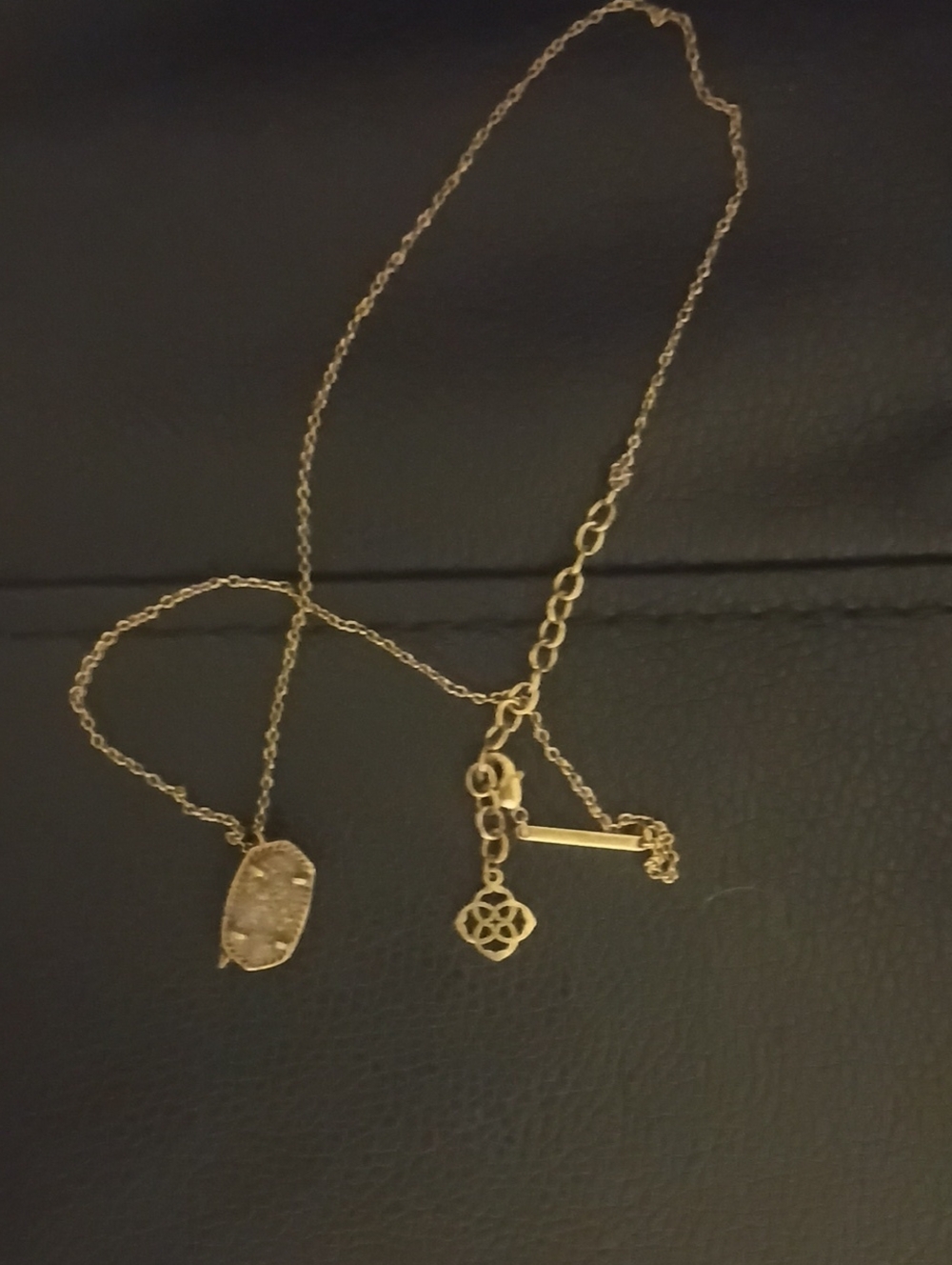 Kendra Scott Gold Oval Pendant Necklace with Signature Charm